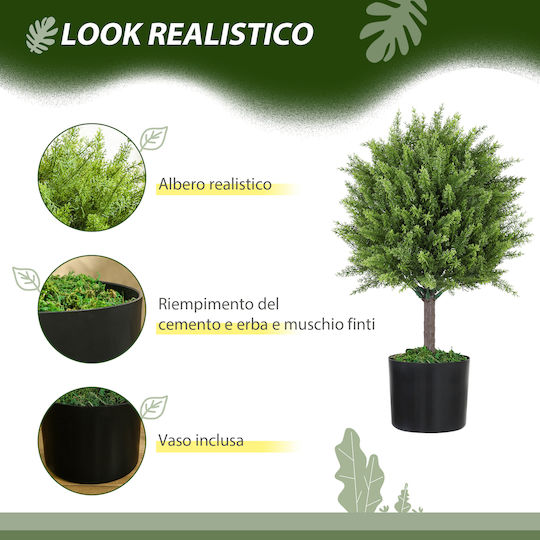 Homcom Künstliche Pflanze Zedernbaum Topf Inklusive Innen Außen Höhe 55 cm Grün 830-953v00gn