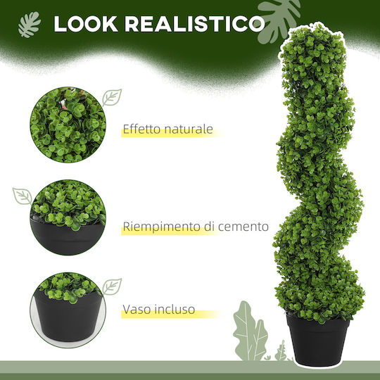 Homcom Plantă Artificială Eucalipt Spirală cu Ghiveci Inclus pentru Interior și Exterior Înălțime 90 cm Verde 830-951v00gn