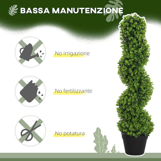 Homcom Plantă Artificială Eucalipt Spirală cu Ghiveci Inclus pentru Interior și Exterior Înălțime 90 cm Verde 830-951v00gn
