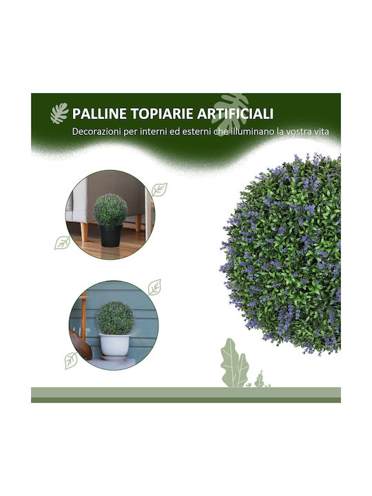 Homcom Set of 2 Artificial Lavender Flower Spheres for Home Garden Ø42 Cm Green Purple 830-955v01vt