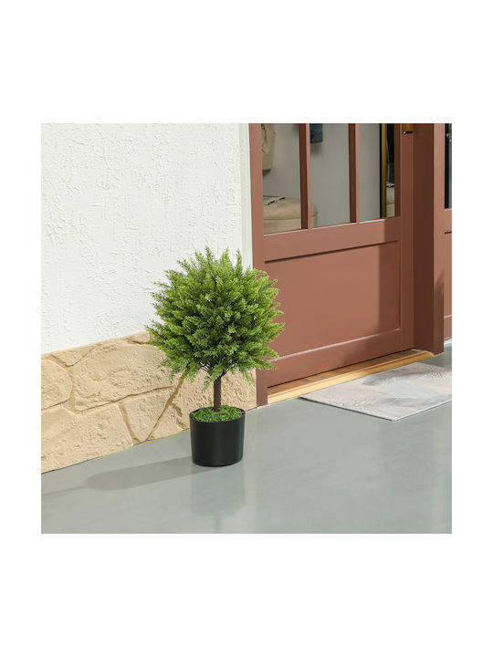 Homcom Fake Plant Cedar Tree Pot Included Indoor Outdoor Height 55 cm Green 830-953v00gn