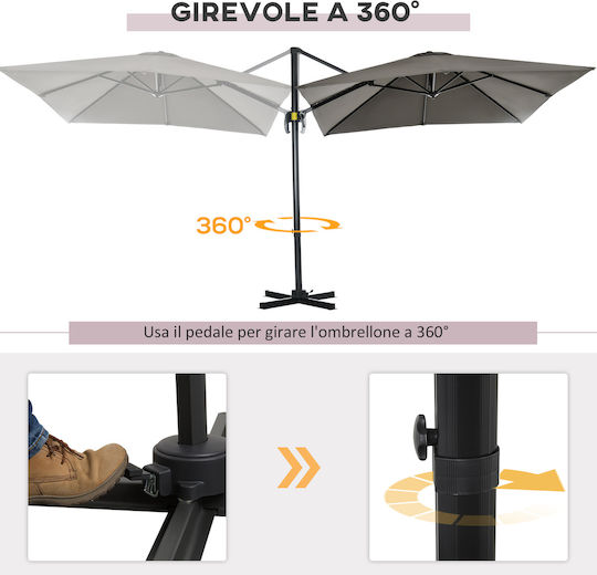 Squared Aluminum Grey Parasol 2.5x2.5m