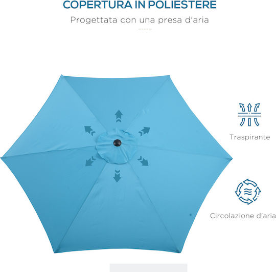 Round Aluminum Blue Parasol Φ2.7xH2.4m