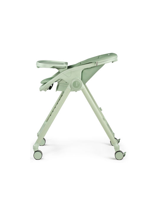 Peg Perego Living Foldable Baby Highchair 2 in 1 with Adjustable Height Sage