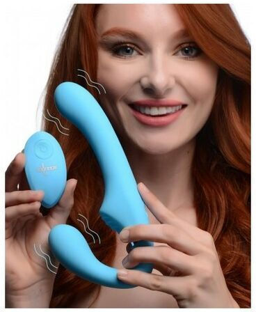 Strap U Mighty Rider Vibrating Strapless Strap-On Без презрамки Страп-он с Дилдо с вибрация в Син цвят