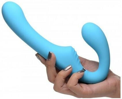 Strap U Mighty Rider Vibrating Strapless Strap-On Без презрамки Страп-он с Дилдо с вибрация в Син цвят