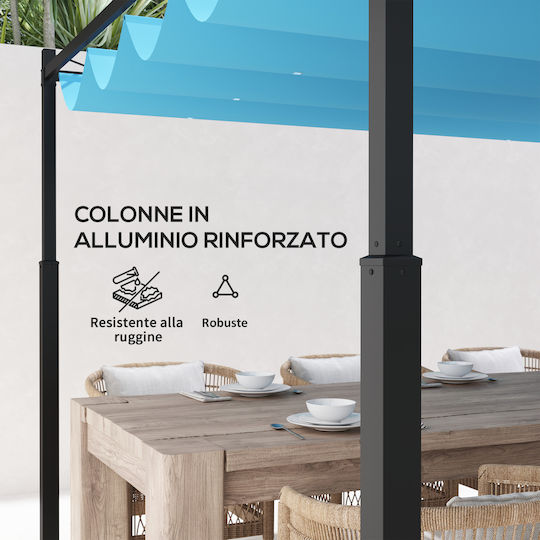Πέργκολα Κήπου Gazebo από Μέταλλο 390x390x223cm Λευκή 84C-567V00WT