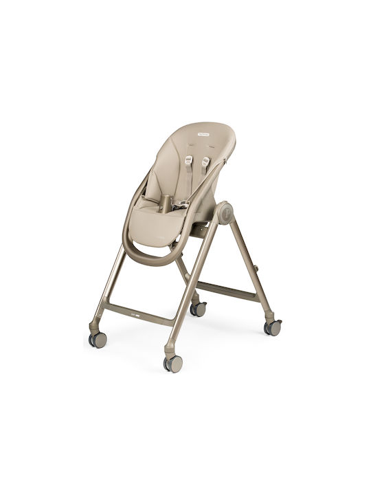 Peg Perego Living Foldable Baby Highchair 2 in 1 with Adjustable Height Space Sand