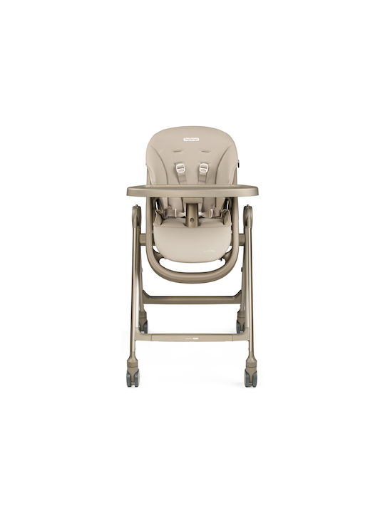 Peg Perego Living Foldable Baby Highchair 2 in 1 with Adjustable Height Space Sand
