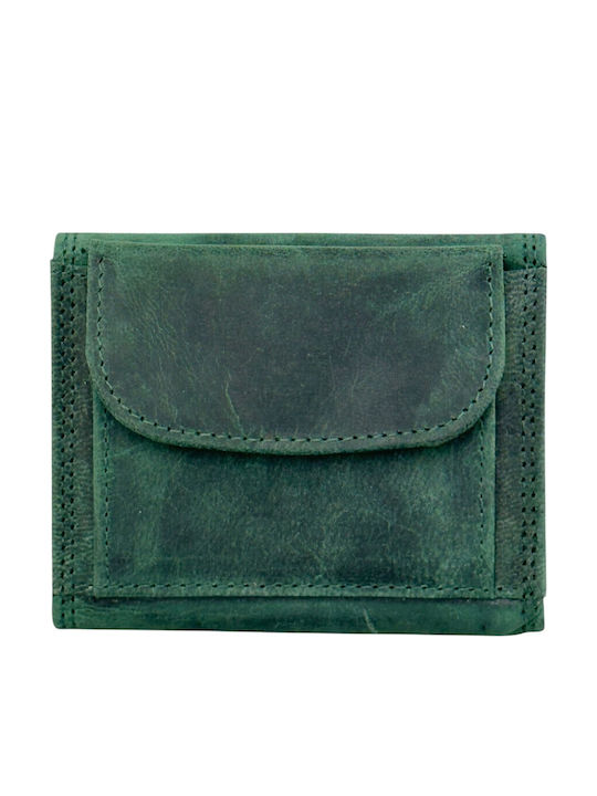 Leather Men's Wallet Cards with RFID Green
