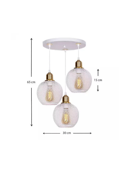 Megapap Amos Κρεμαστό Φωτιστικό Λευκό με Ντουί E27 30x30x65εκ.