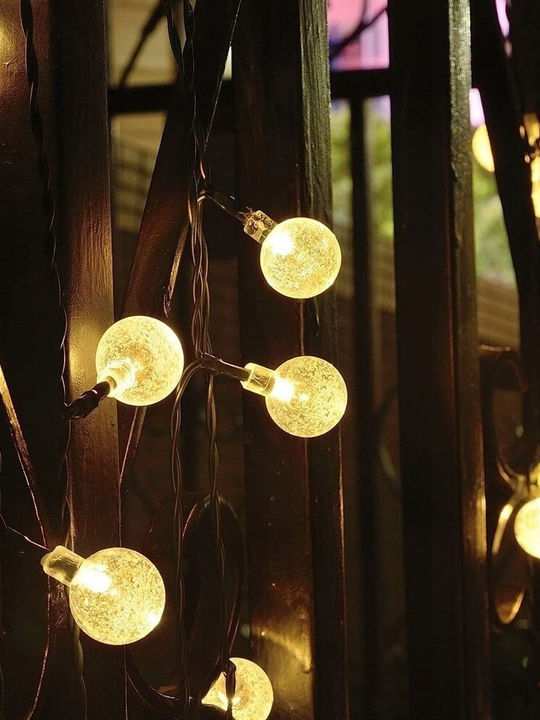 LED-Lichterkette 100 kleine Glühbirnen 10m Solar betrieben Warmweißes Licht