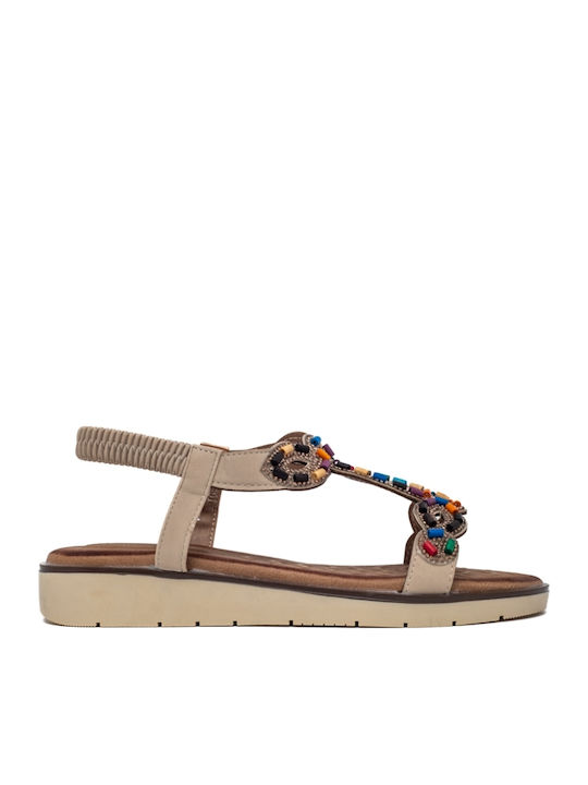 Flache Sandalen für Damen in Beige Farbe