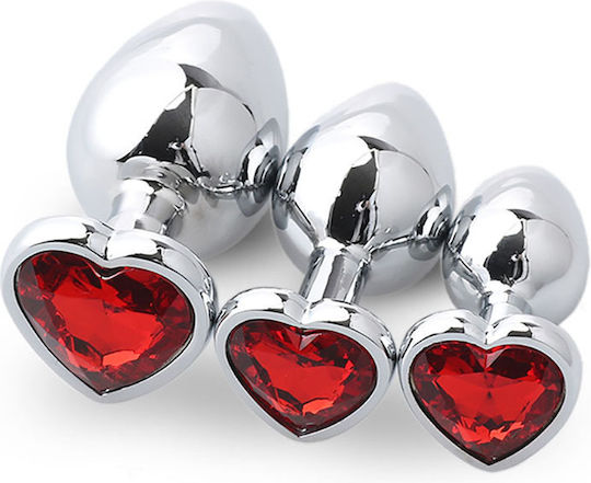 Naughty Toys Heart Base Plug Anal Mic Roșu