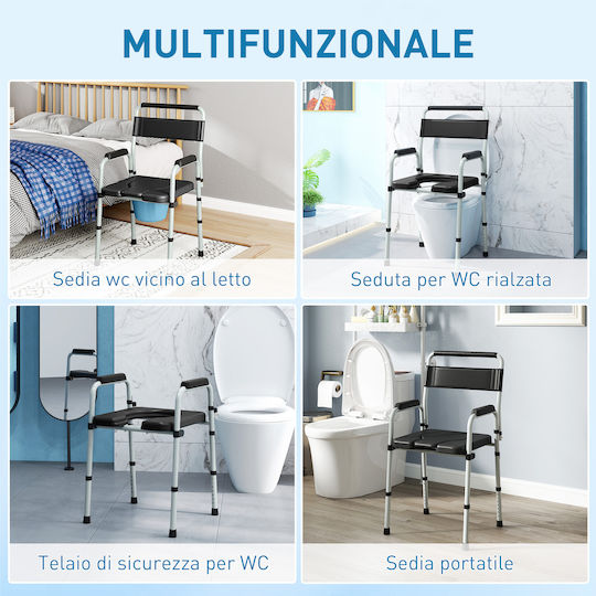 HomCom Toilettenstuhl mit Rückenlehne 713-188V00BK