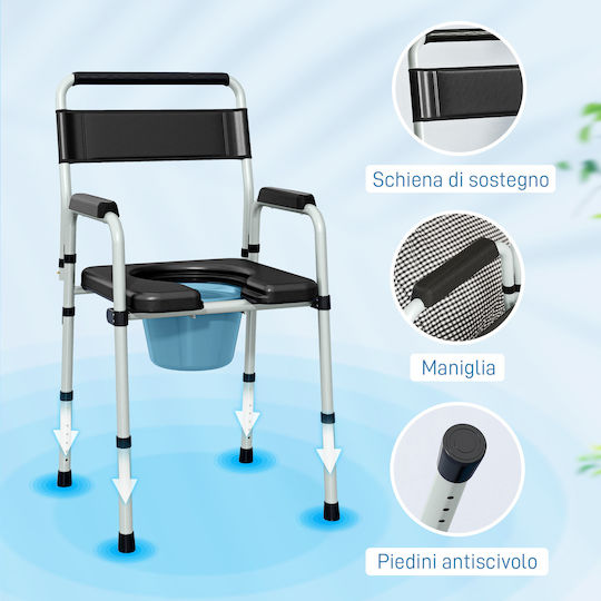 HomCom Toilettenstuhl mit Rückenlehne 713-188V00BK