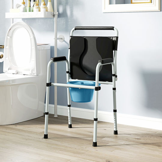 HomCom Toilettenstuhl mit Rückenlehne 713-188V00BK