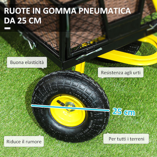 Garden Cart Metallic Four-wheel with Maximum Load Weight 200kg 25x25x51cm.