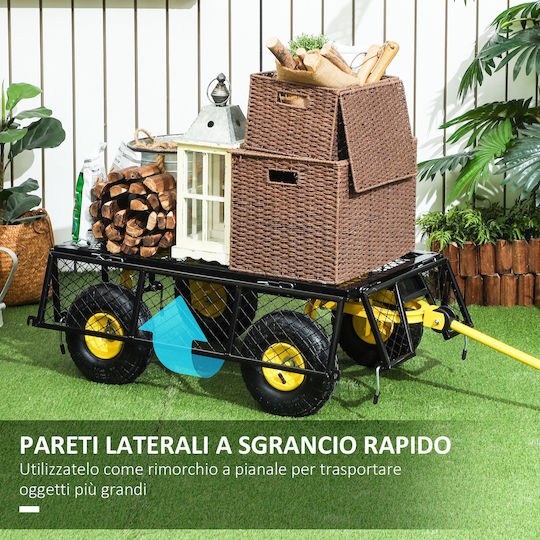 Garden Cart Metallic Four-wheel with Maximum Load Weight 200kg 25x25x51cm.