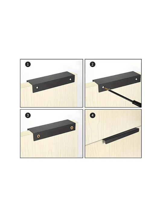 Hidden Kitchen Drawer Handle Aluminum Black 160mm