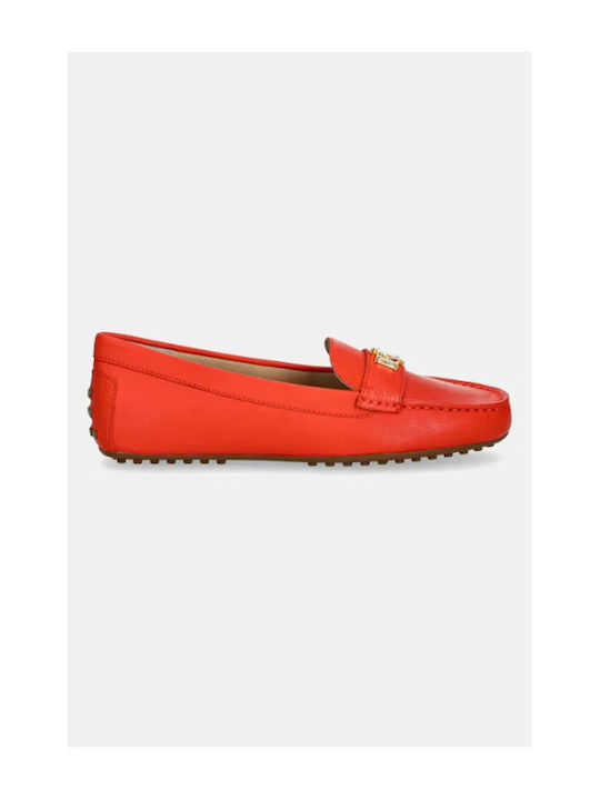 Ralph Lauren Barnsbury Leather Women's Moccasins in Orange Color