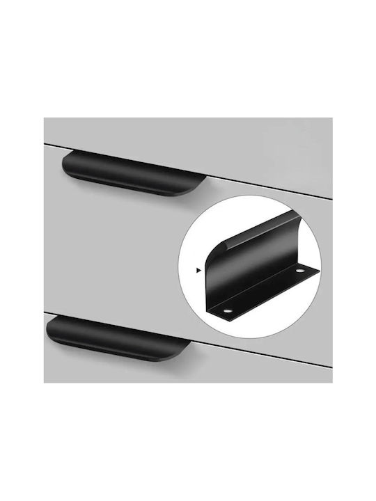 Hidden Kitchen Drawer Handle Aluminum Black 160mm