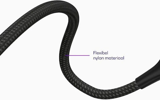 Buddi Braided USB 2.0 Cable USB-C male - USB-C female 60W Μαύρο 3m