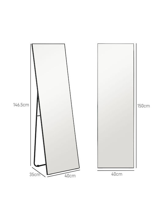 HomCom Καθρέπτης με Μαύρο Μεταλλικό Πλαίσιο 150x40cm