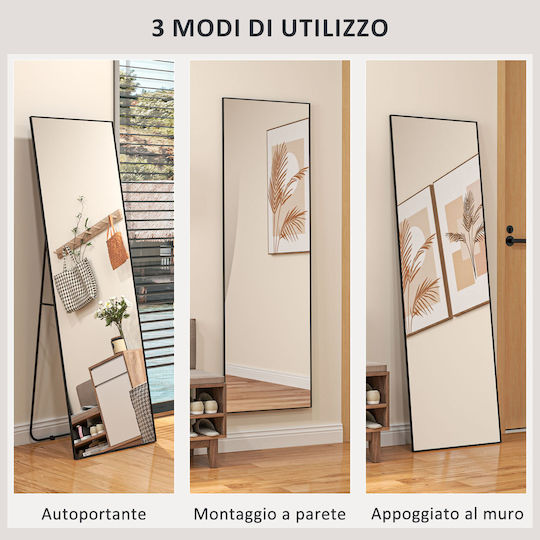HomCom Καθρέπτης με Μαύρο Μεταλλικό Πλαίσιο 150x40cm