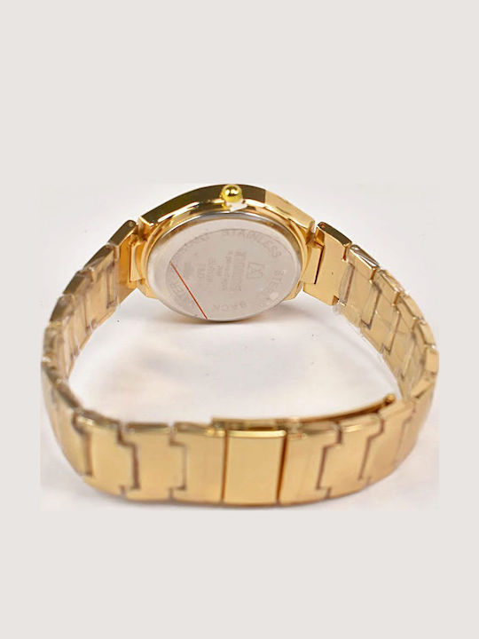 Ieke-6128 Set Womens Battery Watch With Gold Metal Bracelet