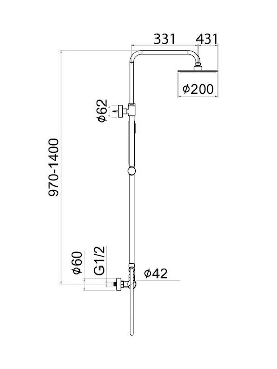 Interflex Shower Column with Mixer Silver