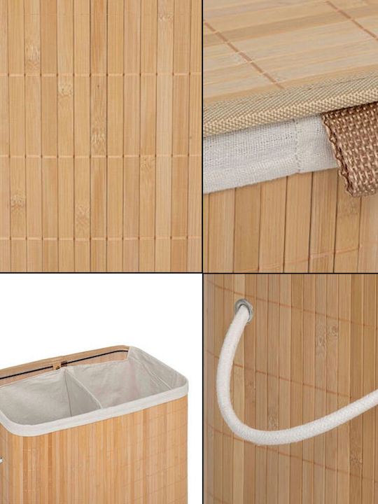 Laundry Basket Bamboo 100lt with Cap 52x32x63cm Brown