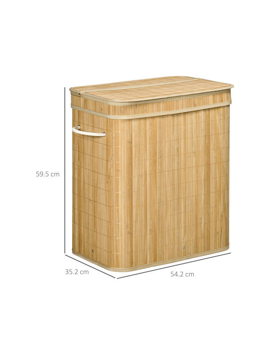 HomCom Laundry Basket Bamboo Collapsible 90lt with Cap White