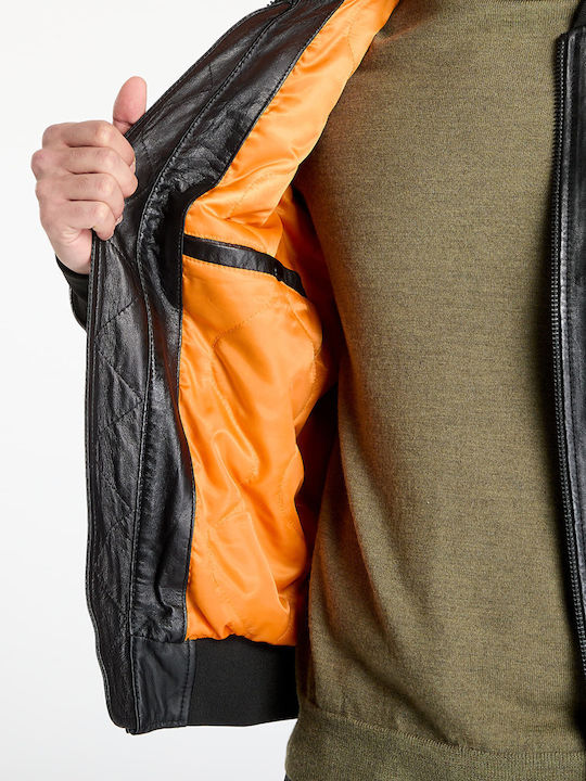 Ma-1 Leather Jacket Black