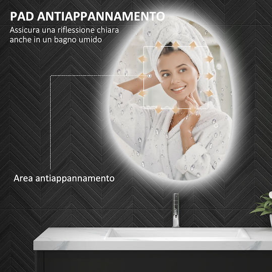 HomCom Καθρέπτης Μπάνιου Led από Πλαστικό με Μήκος 80cm Ασημί