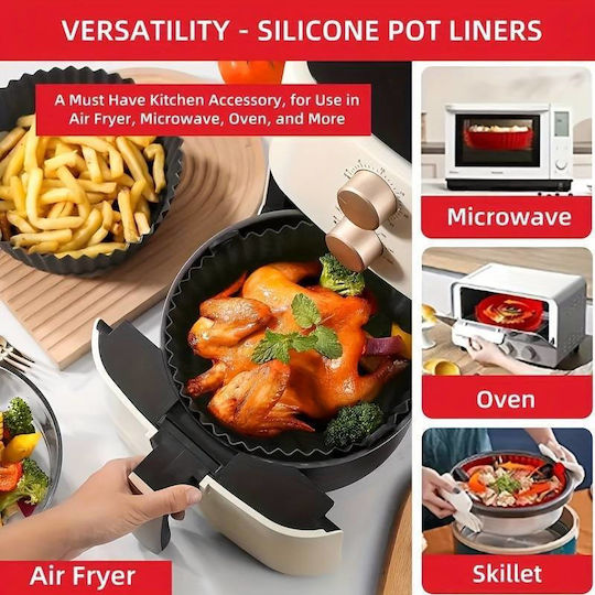 Φόρμα Σιλικόνης Στρογγυλή Air Fryer Μαύρο 21x5cm