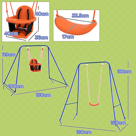 Outsunny Metal with Seat Belt Swing for 6+ months Orange