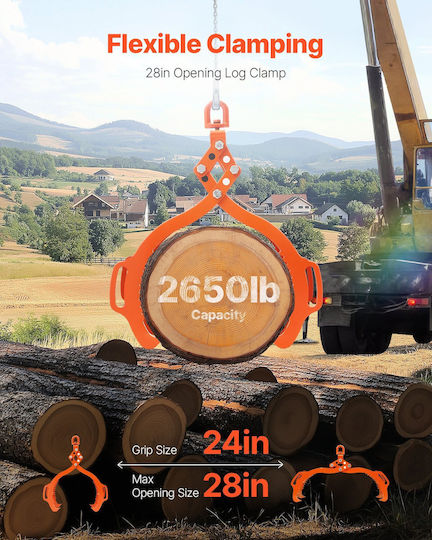 Vevor 28 Inch Log Lifting Tongs 4 Handles Solid Steel Log Rotating Tools
