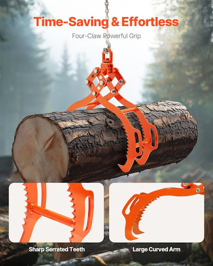 Vevor 28 Inch Log Lifting Tongs 4 Handles Solid Steel Log Rotating Tools