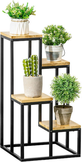 Outsunny Flat Pot Rack Metal Black 34cmx34cmx66cmcm.