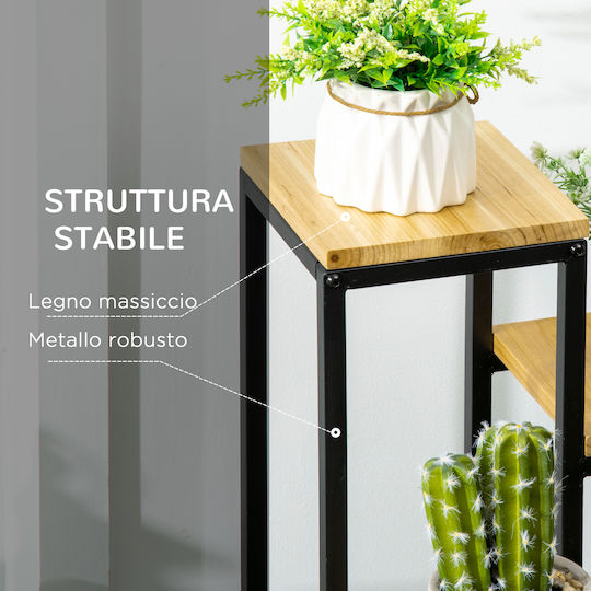 Outsunny Flat Pot Rack Metal Black 34cmx34cmx66cmcm.
