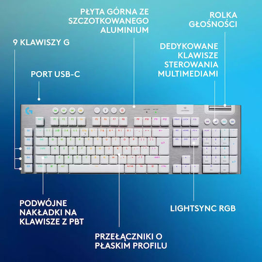 Logitech G915 X Lightspeed Gaming Mechanical Keyboard with GL Tactile switches and RGB lighting (English US)
