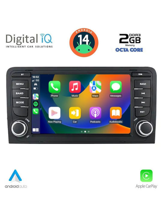 Digital IQ Car Audio System for Audi A3 2003-2012 (Bluetooth/USB/AUX/WiFi/GPS/Apple-Carplay/Android-Auto) with Touch Screen 7"