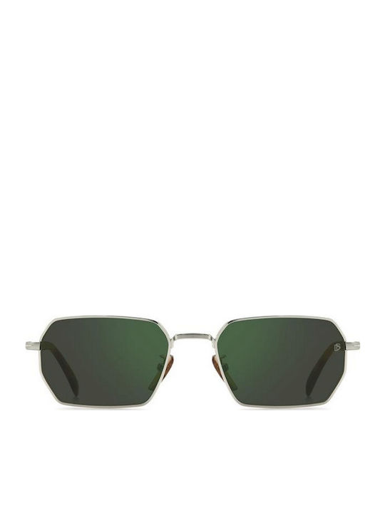 David Beckham Men's Sunglasses with Silver Metal Frame and Green Lens DB 1174/S 8JD/MT