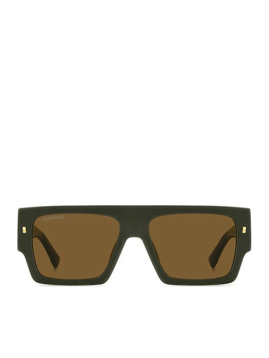 Dsquared2 Unisex Γυαλιά Ηλίου με Πράσινο Κοκκάλινο Σκελετό και Καφέ Φακό D2 0165/S 1ED/70