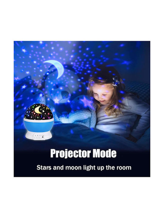Led Περιστρεφόμενο Παιδικό Φωτιστικό Projector με Εναλλαγές Χρωματισμών Γαλάζιο