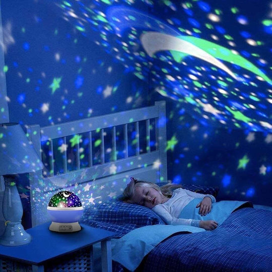 Led Rotating Kids Projector Lamp with Color Changes Light Blue