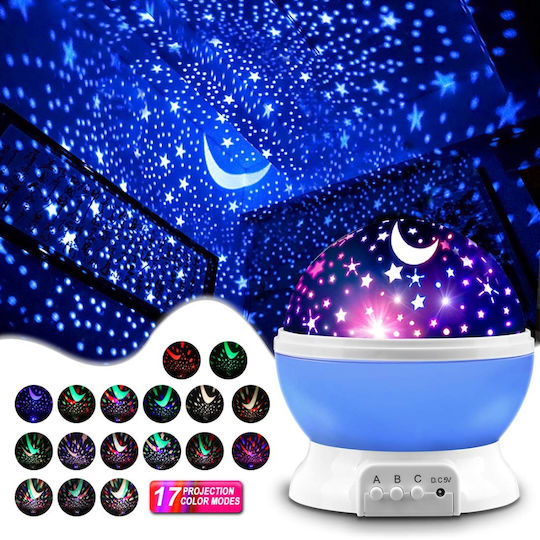 Led Rotating Kids Projector Lamp with Color Changes Light Blue