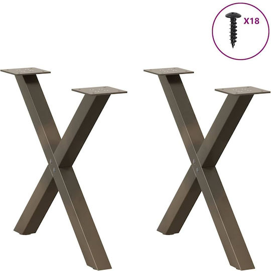 vidaXL Металик Крак На Мебел 2 Бройки Подходящ За Маса / Малка Маса / Офис 60x42x42см Кафяв