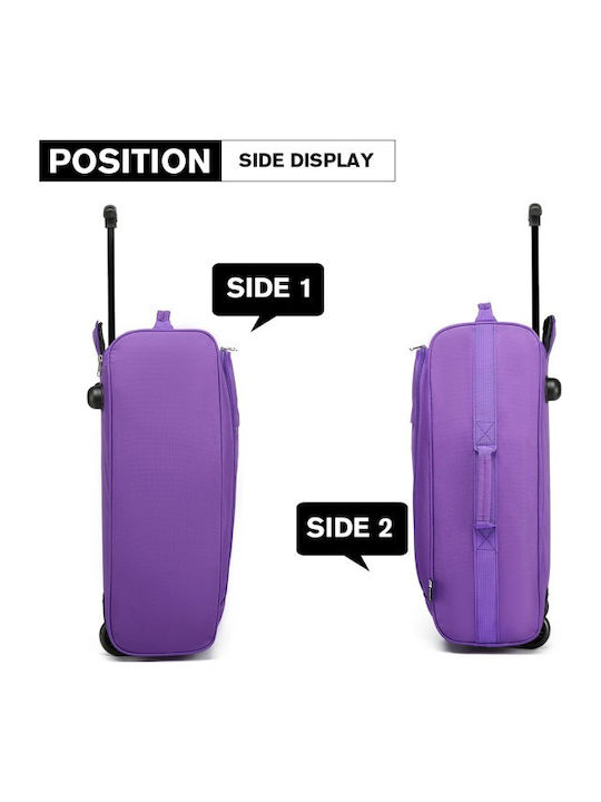 Miss Lulu Valiză De Călătorie Cabina Din Material Textil Violet Cu 4 Roți Înălțime 55 Cm